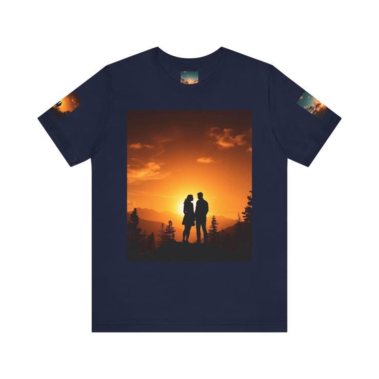 Futuristic Sunset Couple Tee – Space Graphic T-Shirt