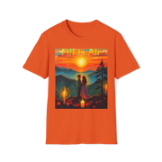 Romantic Sunset Couple Art T-Shirt – Colorful Painting Tee