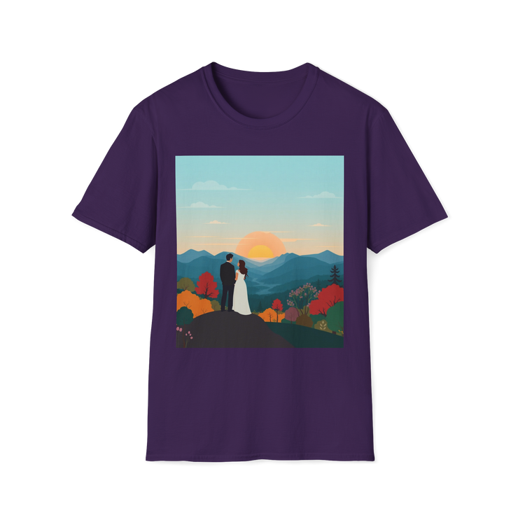 Romantic Sunset Couple Art T-Shirt – Nature Adventure Top