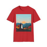 Romantic Sunset Couple Art T-Shirt – Nature Adventure Top