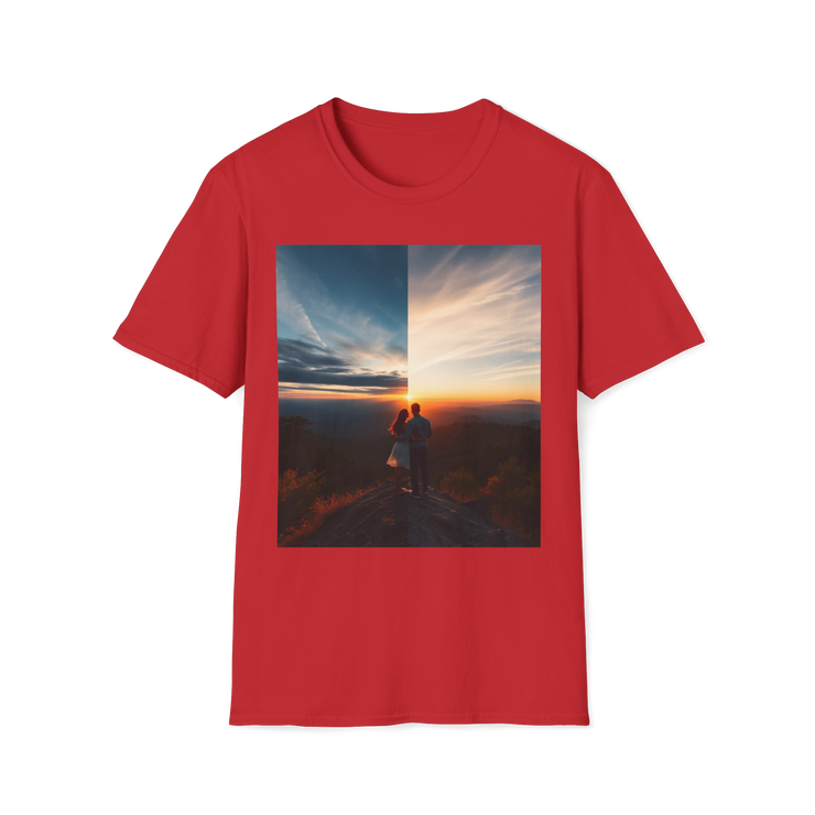 Cinematic Split Sky T-Shirt – Romantic Nature Film Tee