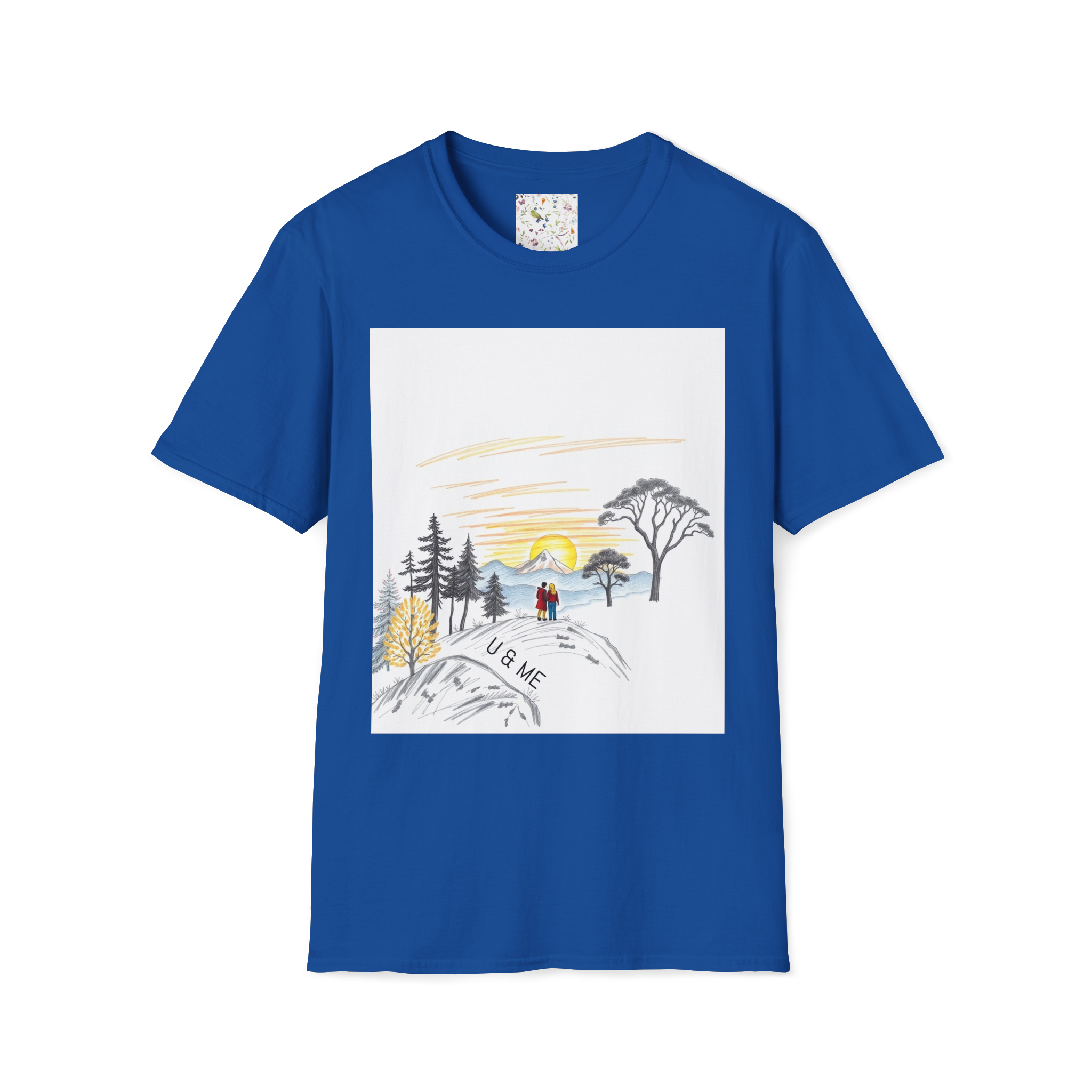 Romantic Sunset Couple Sketch T-Shirt – Nature Inspired Tee