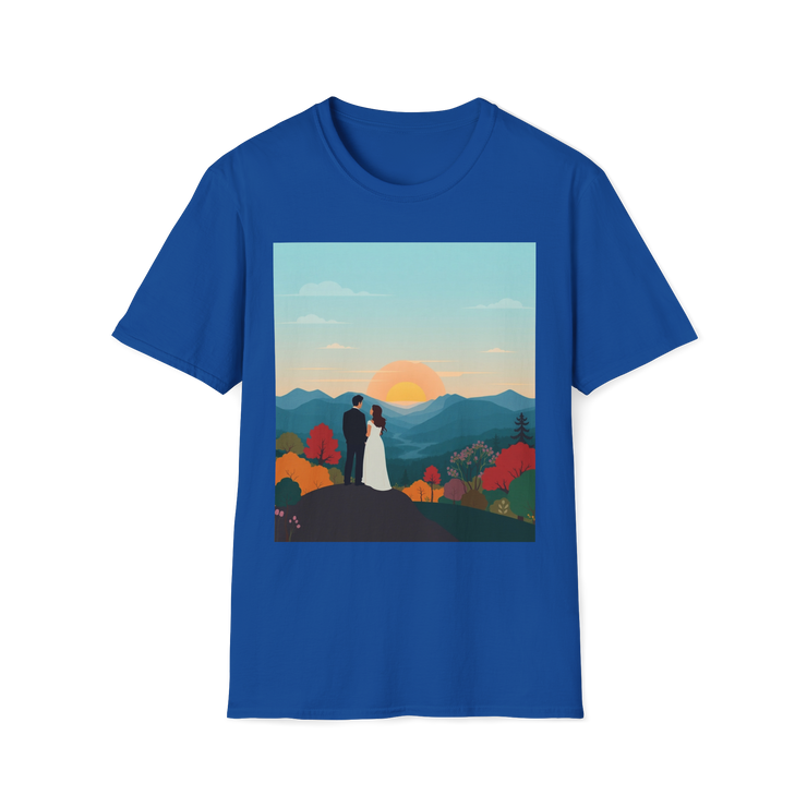 Romantic Sunset Couple Art T-Shirt – Nature Adventure Top