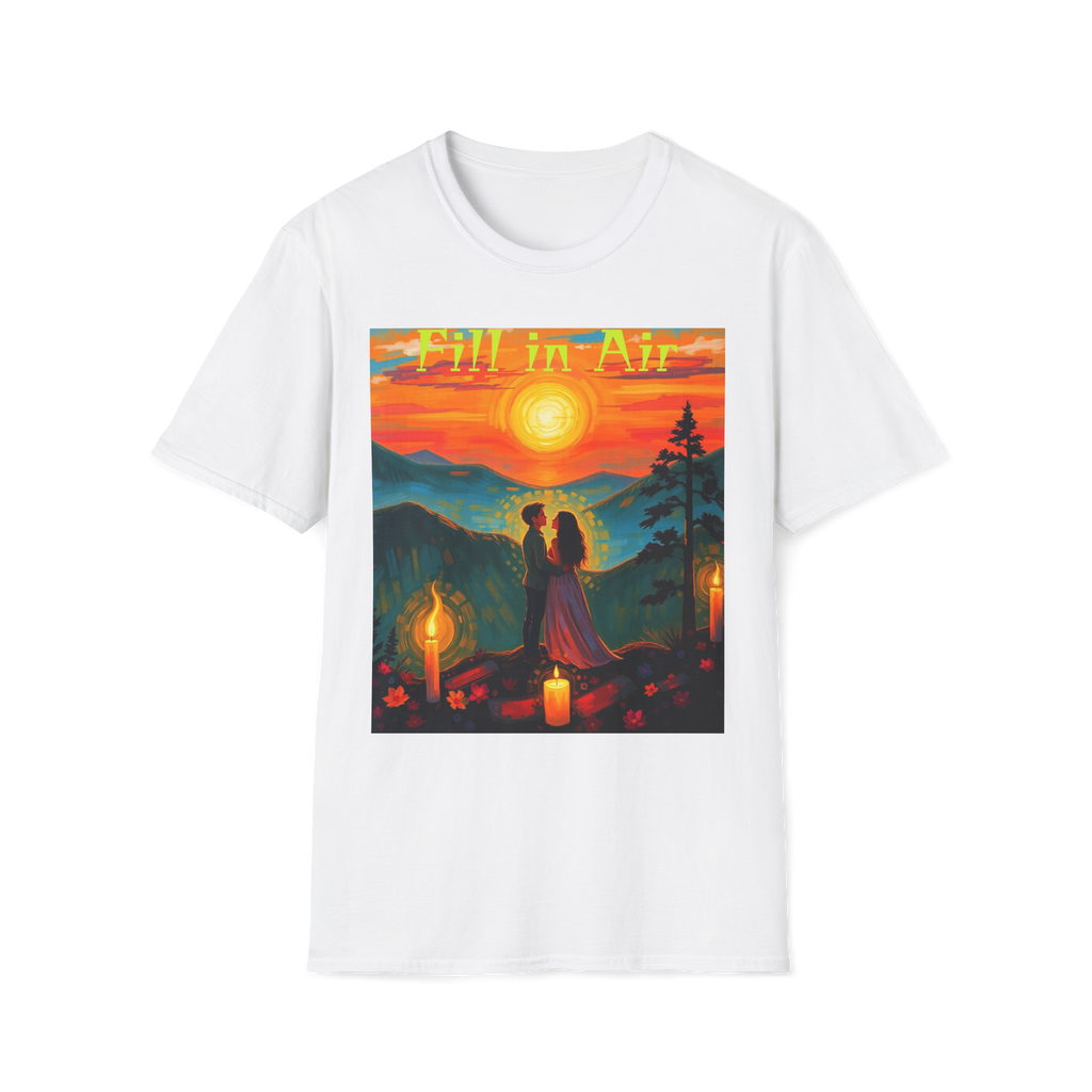 Romantic Sunset Couple Art T-Shirt – Colorful Painting Tee