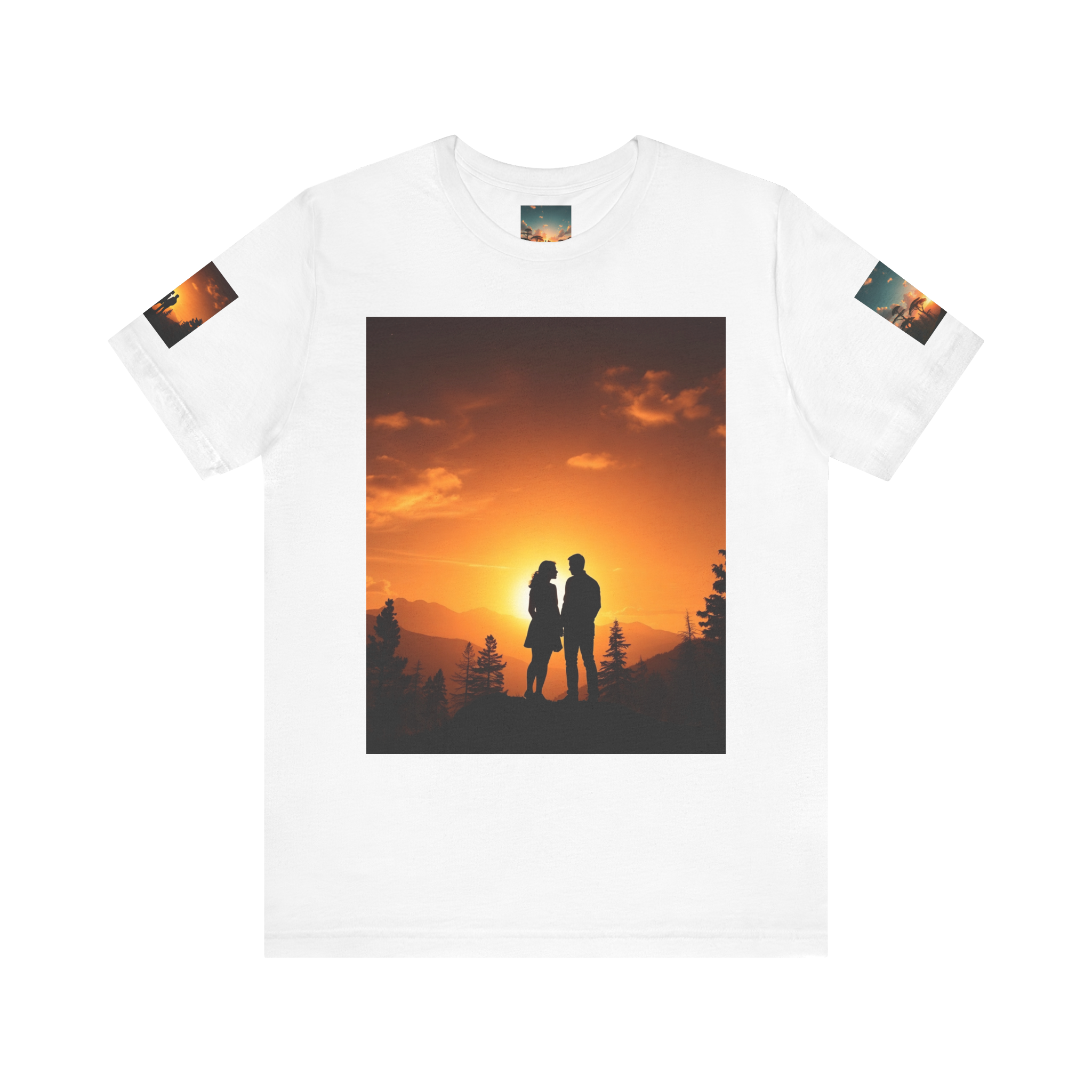Futuristic Sunset Couple Tee – Space Graphic T-Shirt