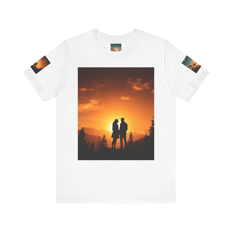 Futuristic Sunset Couple Tee – Space Graphic T-Shirt