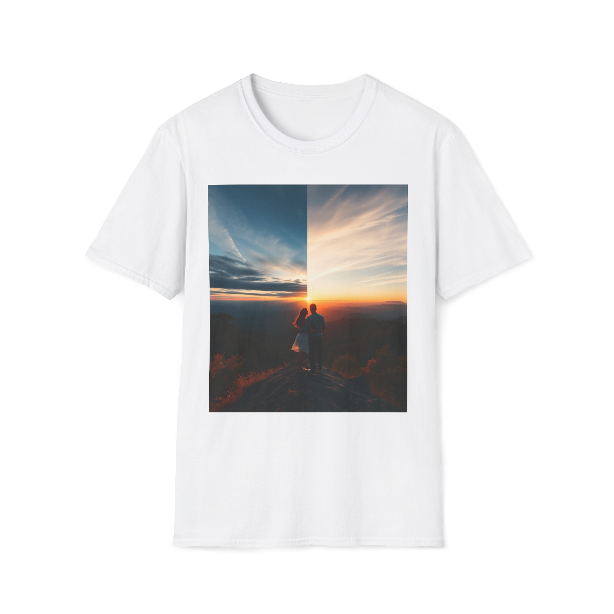 Cinematic Split Sky T-Shirt – Romantic Nature Film Tee