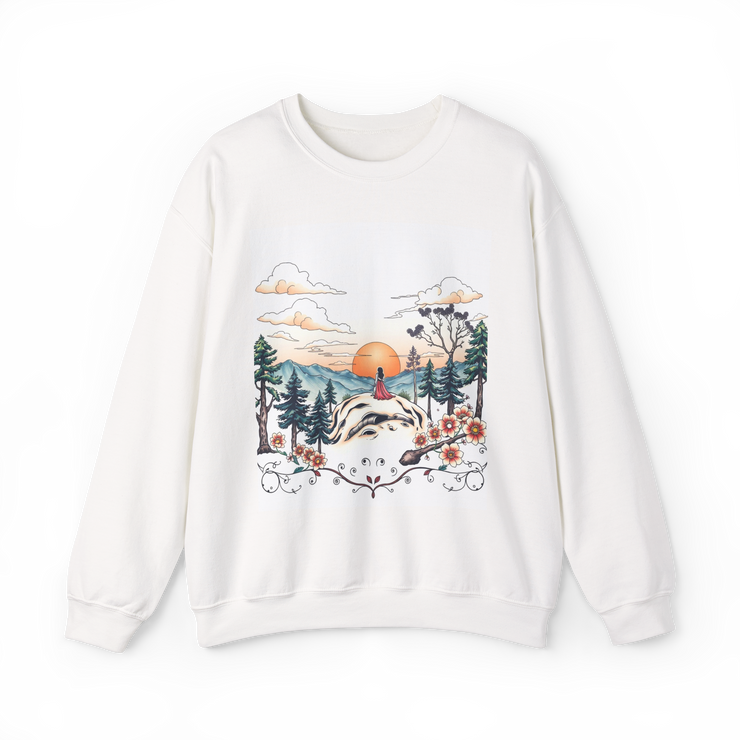 Tattoo Sky Sunset Sweatshirt – Retro Mountain Art Pullover