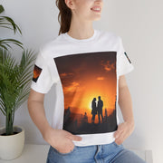 Futuristic Sunset Couple Tee – Space Graphic T-Shirt