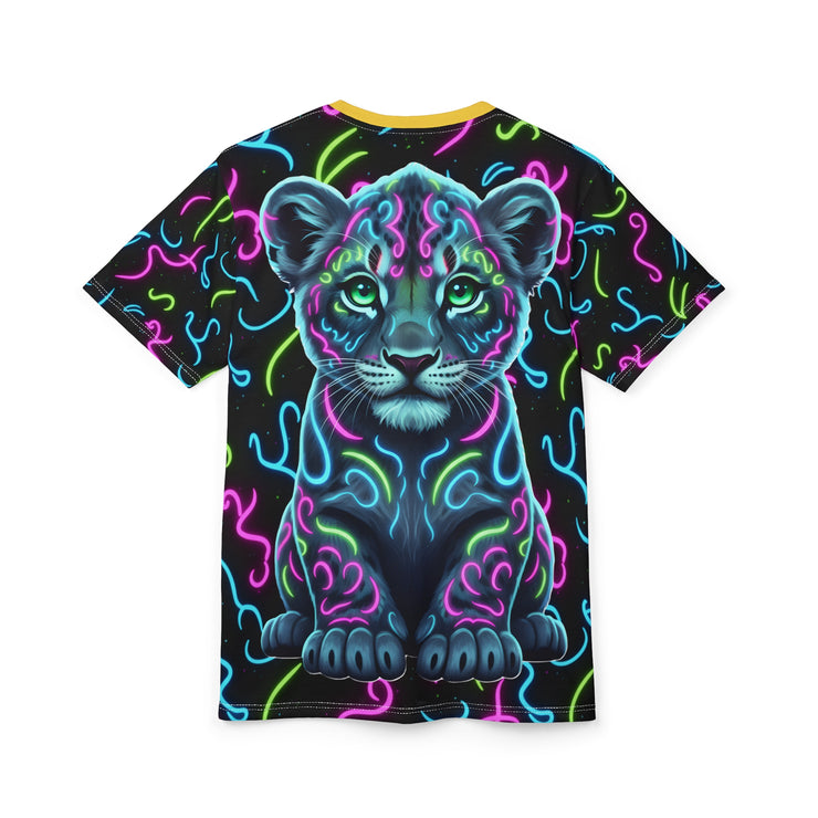 T-shirt with a colorful Baby Lion design on a black background
