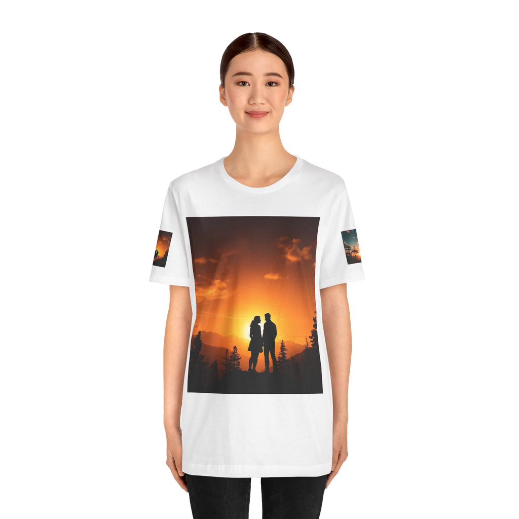 Futuristic Sunset Couple Tee – Space Graphic T-Shirt