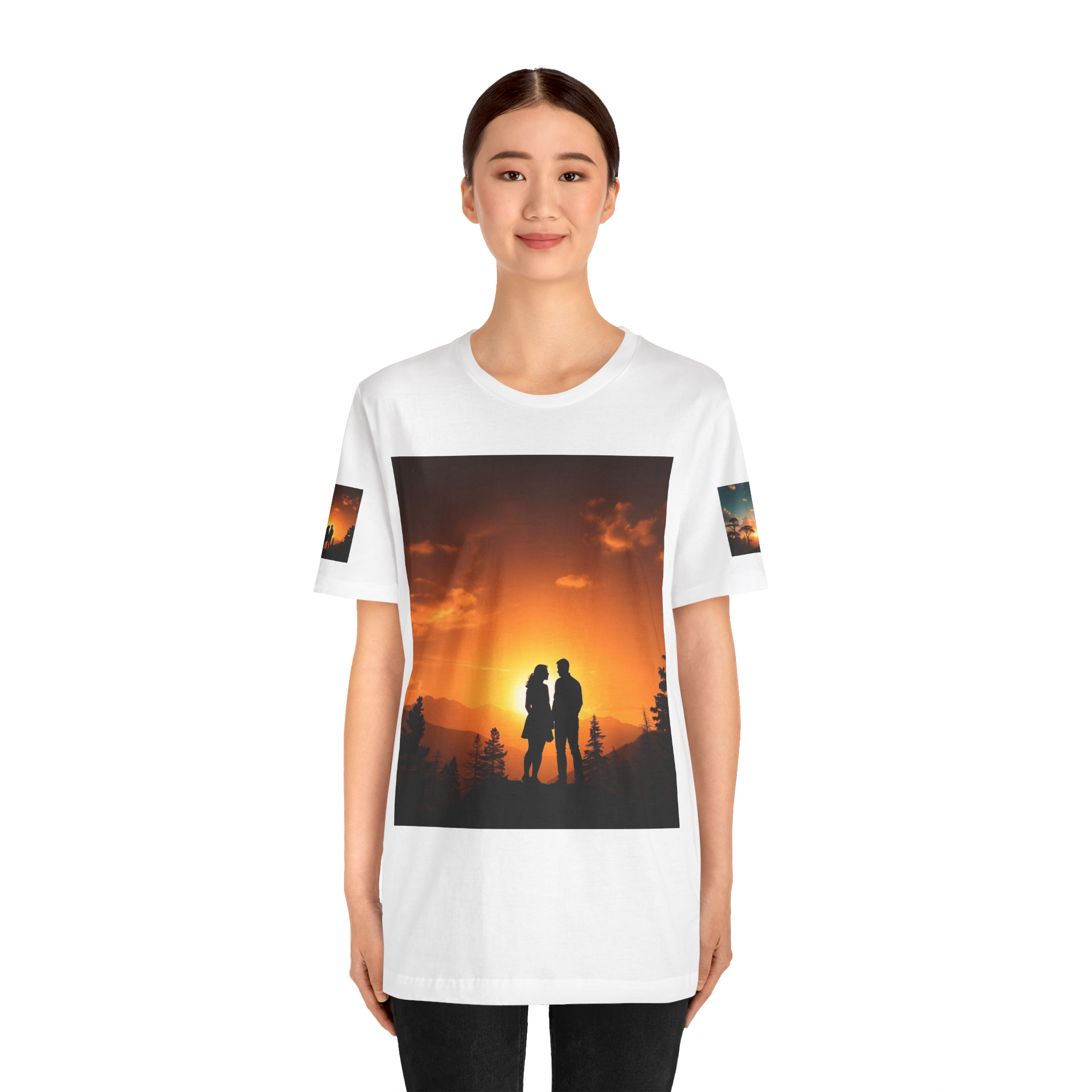 Futuristic Sunset Couple Tee – Space Graphic T-Shirt