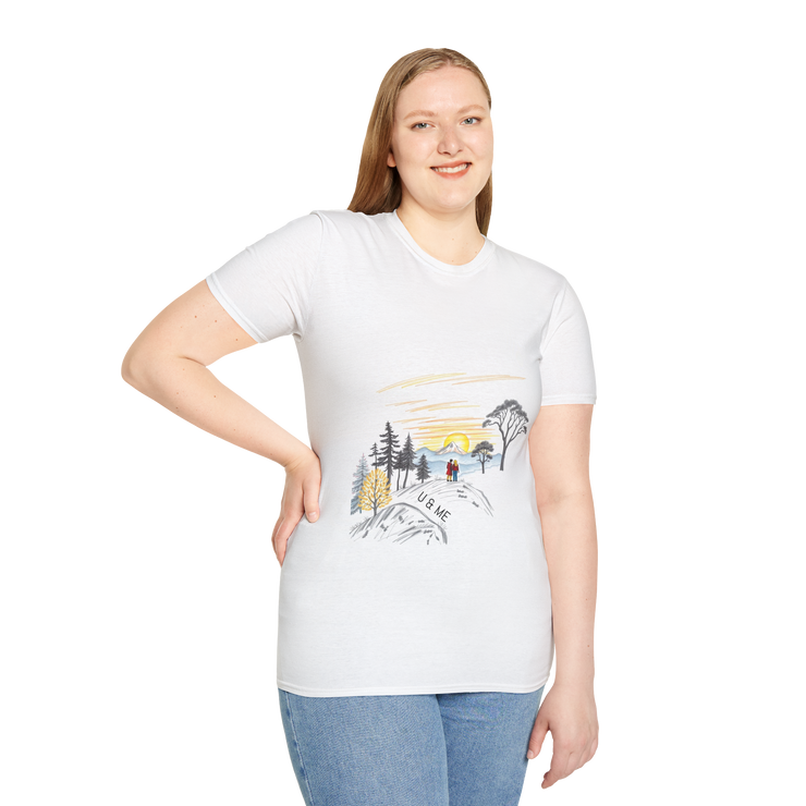Romantic Sunset Couple Sketch T-Shirt – Nature Inspired Tee