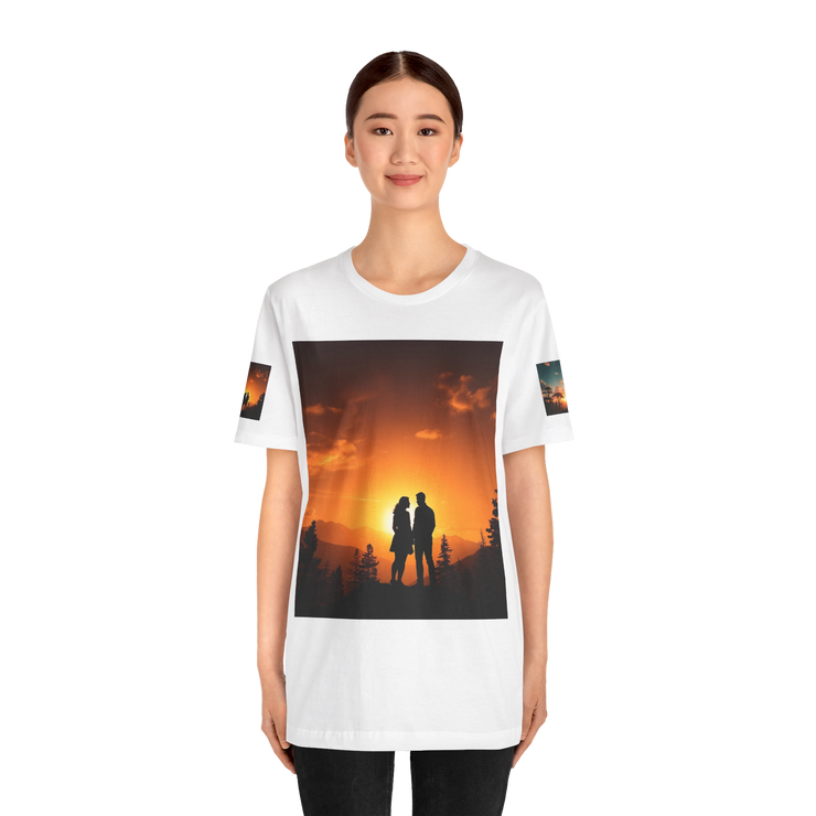 Futuristic Sunset Couple Tee – Space Graphic T-Shirt