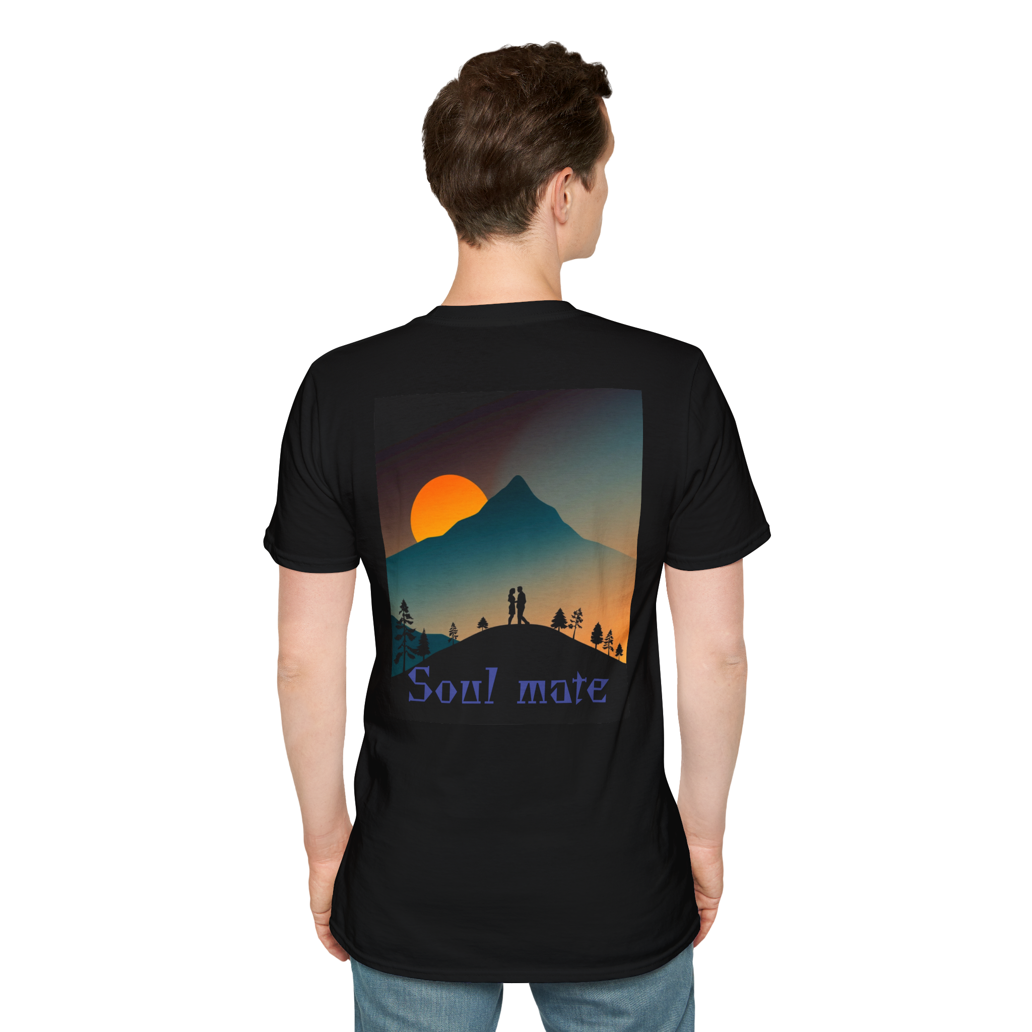Romantic Sunset Couple Art T-Shirt – Colorful Painting Tee