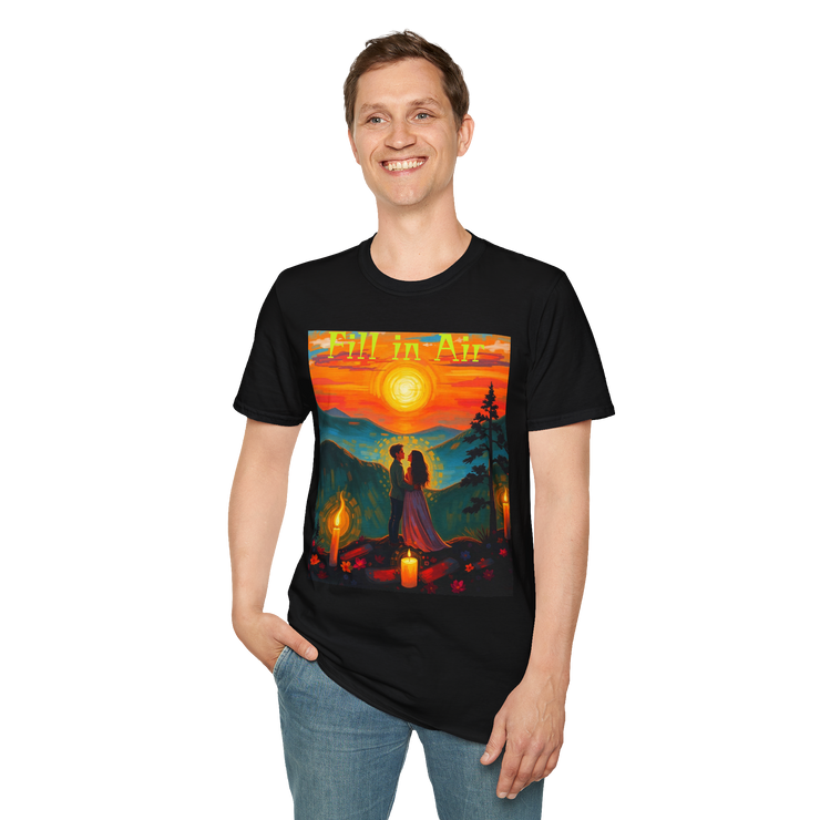 Romantic Sunset Couple Art T-Shirt – Colorful Painting Tee