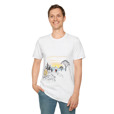 Romantic Sunset Couple Sketch T-Shirt – Nature Inspired Tee