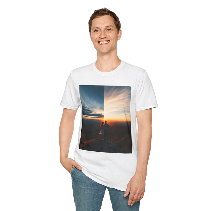 Cinematic Split Sky T-Shirt – Romantic Nature Film Tee