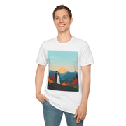 Romantic Sunset Couple Art T-Shirt – Nature Adventure Top