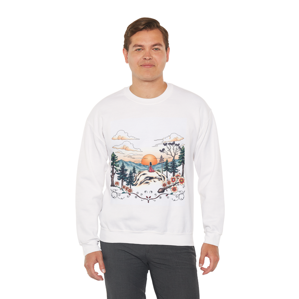Tattoo Sky Sunset Sweatshirt – Retro Mountain Art Pullover