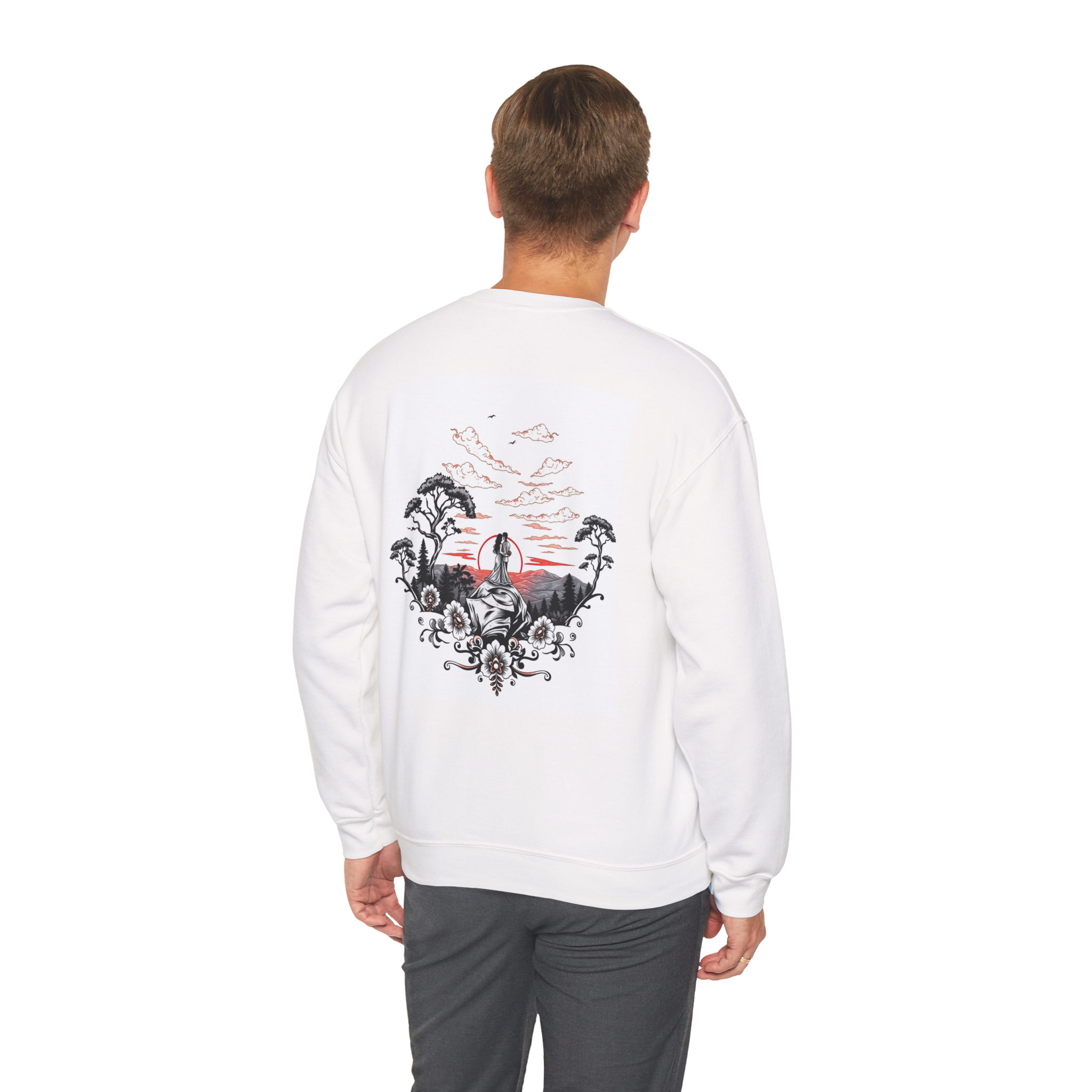 Tattoo Sky Sunset Sweatshirt – Retro Mountain Art Pullover