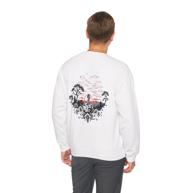 Tattoo Sky Sunset Sweatshirt – Retro Mountain Art Pullover
