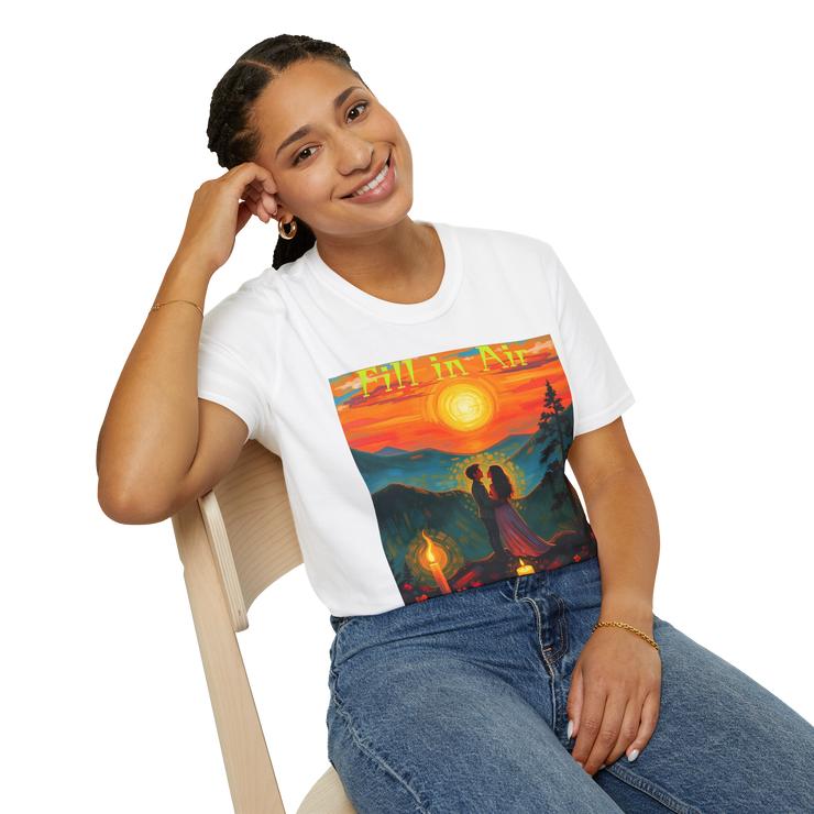 Romantic Sunset Couple Art T-Shirt – Colorful Painting Tee