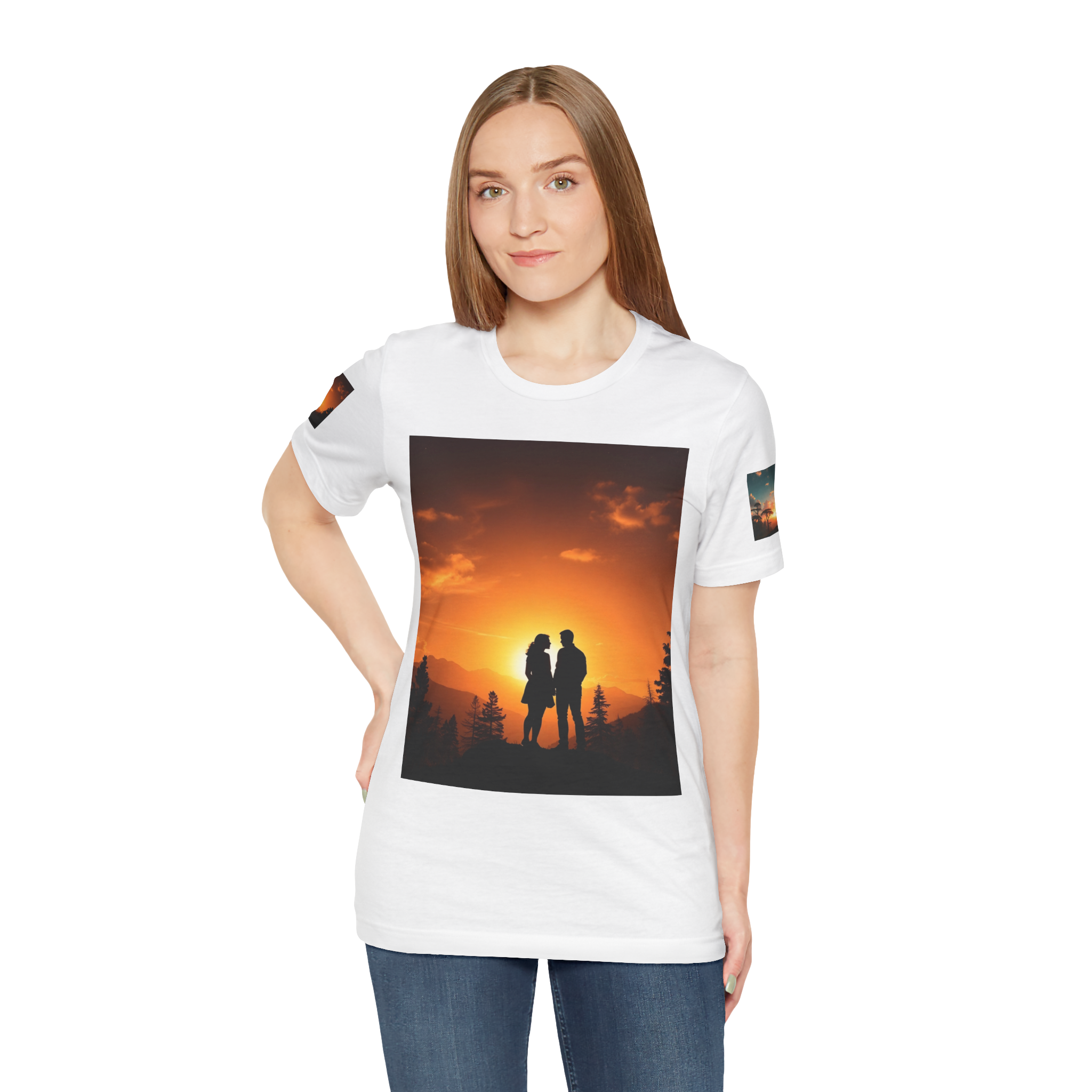 Futuristic Sunset Couple Tee – Space Graphic T-Shirt
