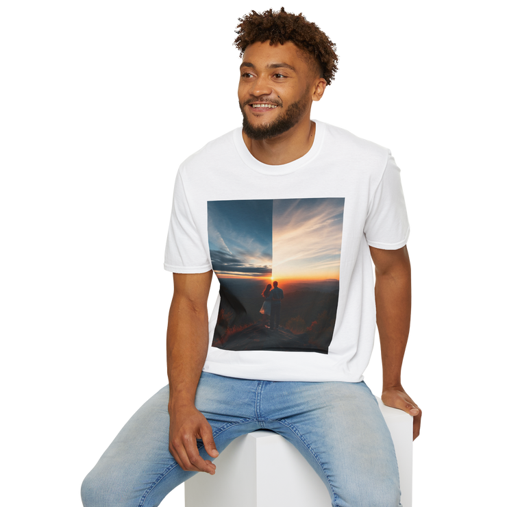 Cinematic Split Sky T-Shirt – Romantic Nature Film Tee