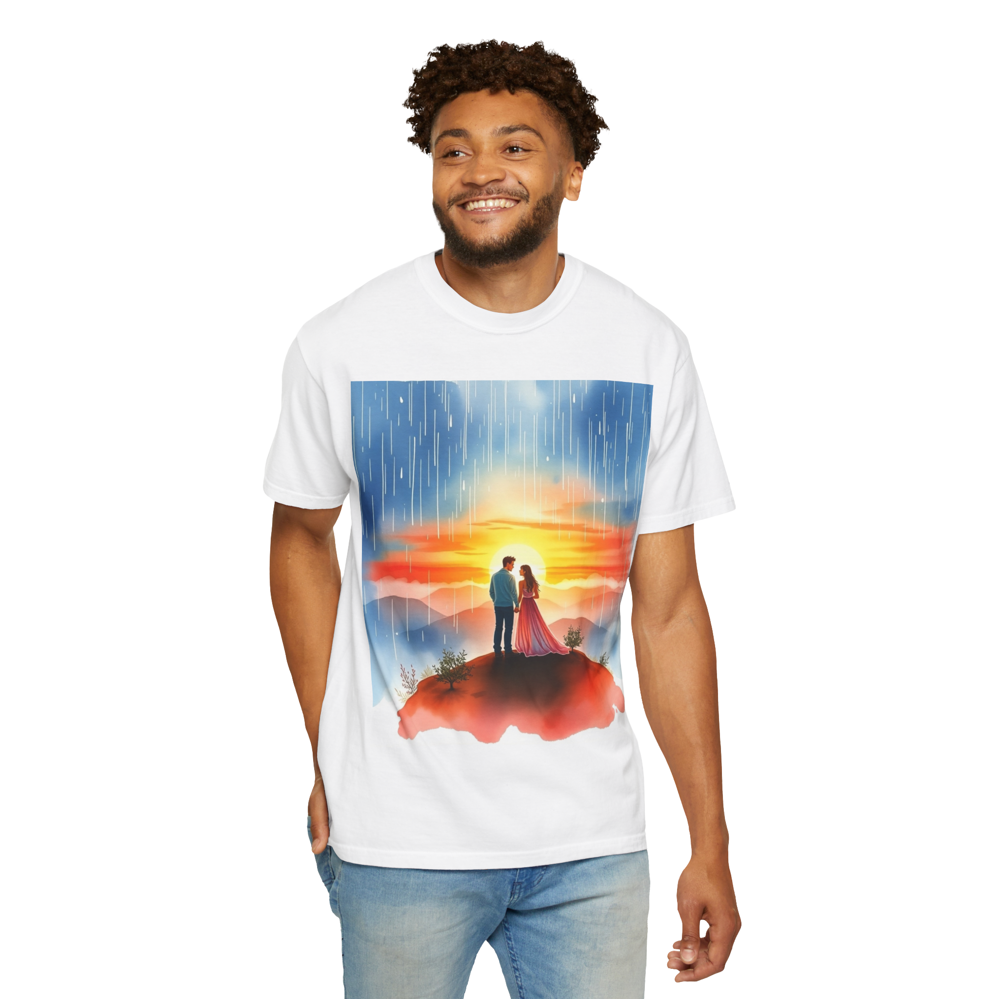 Romantic Sunset Couple T-Shirt – Anniversary Gift Tee