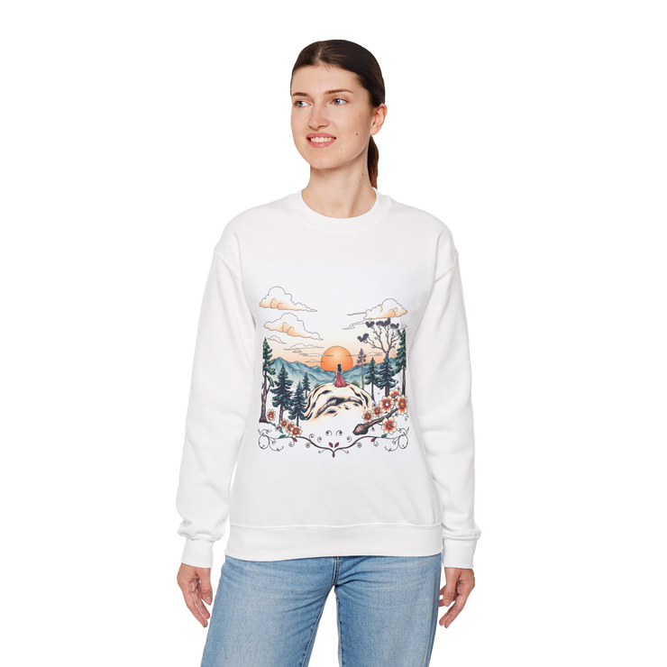 Tattoo Sky Sunset Sweatshirt – Retro Mountain Art Pullover