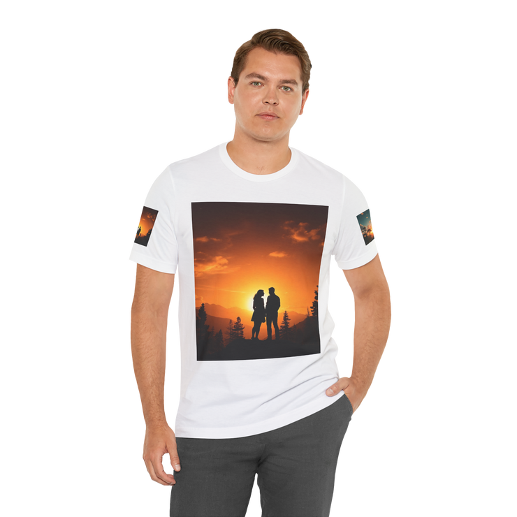 Futuristic Sunset Couple Tee – Space Graphic T-Shirt