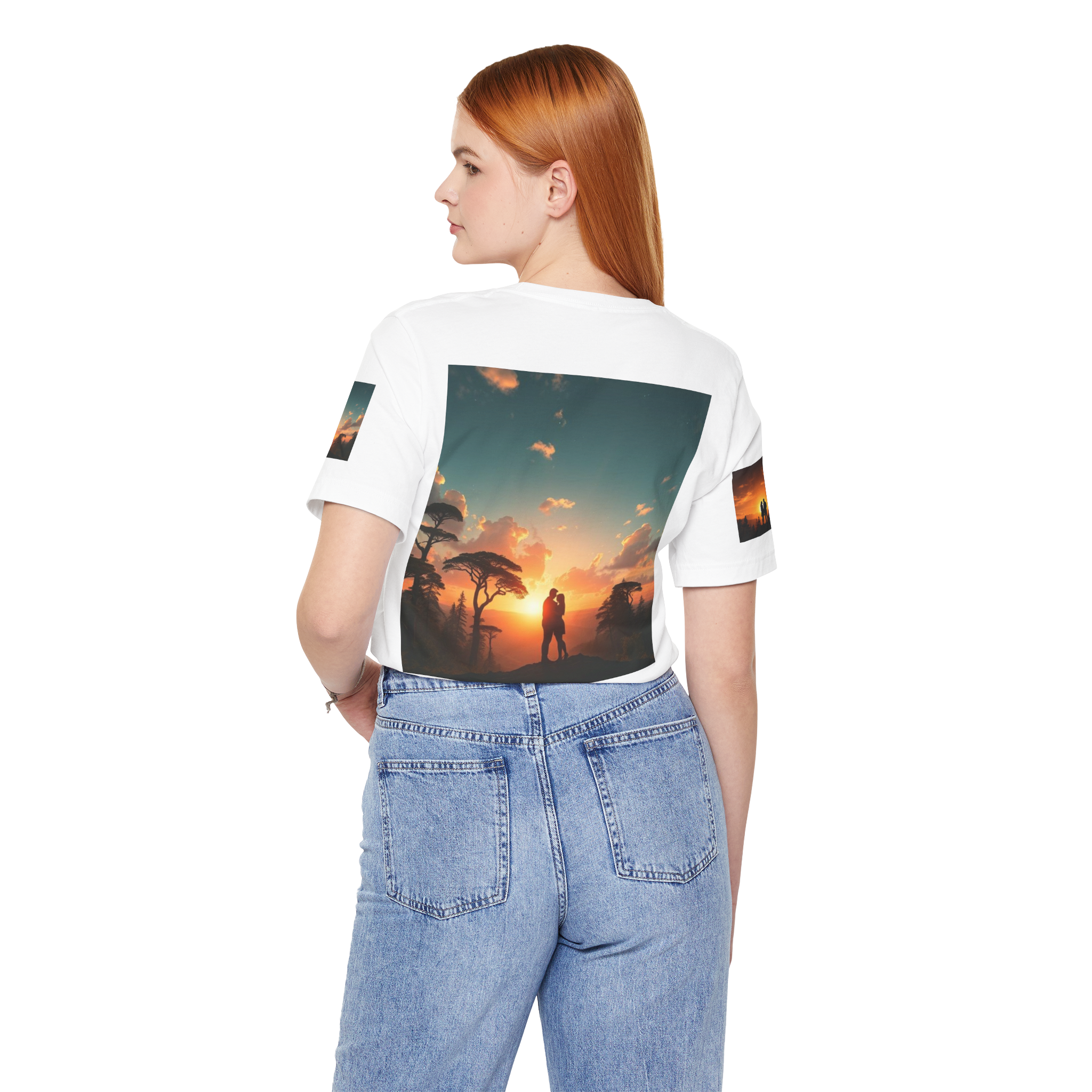 Futuristic Sunset Couple Tee – Space Graphic T-Shirt
