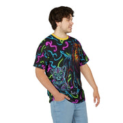 Person wearing a colorful t-shirt with a Leo Family design on a white background
