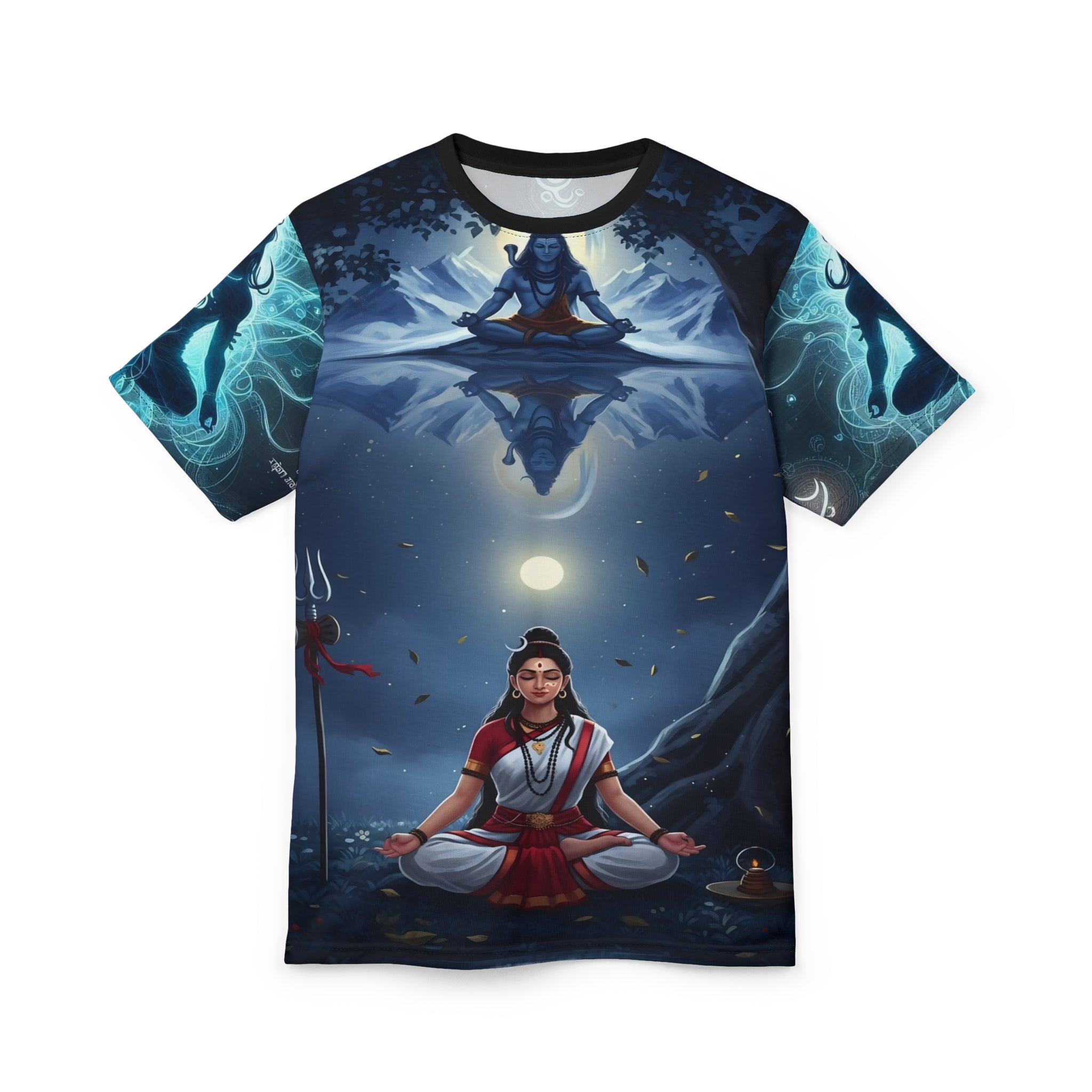 T-shirt with a meditating figure design on a white background