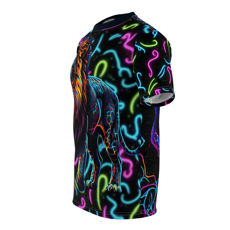 Neon Lion design on a black background